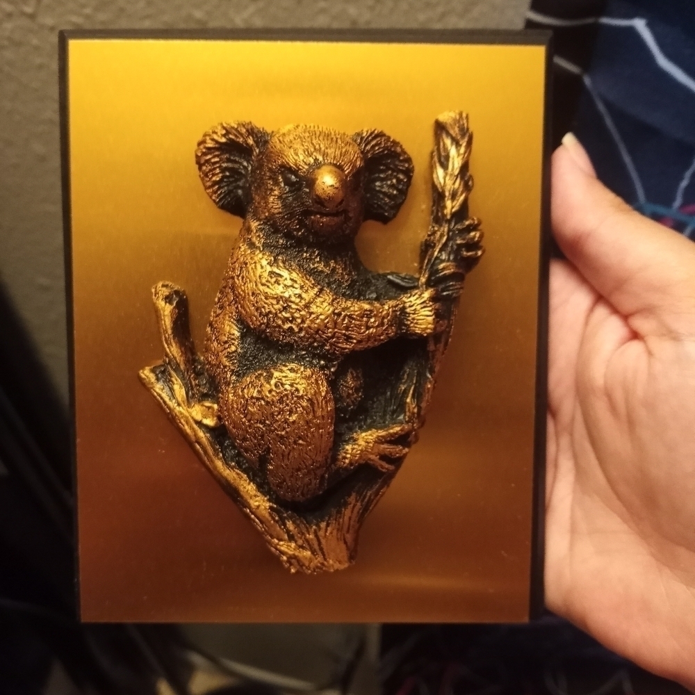 Vintage Copperama Australian Souvenirs Koala Bear Hanging on a Tree Wall Plaque